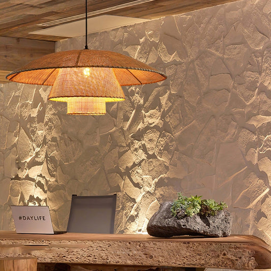 rattan wicker pendant light for working table