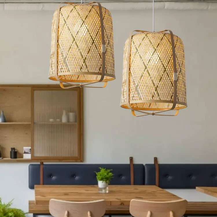 Rcidos Bamboo Wicker Pendant Light for dining room