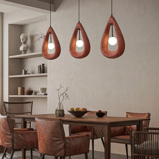 red brown wabi sabi modern teardrop hanging lamp for dining table