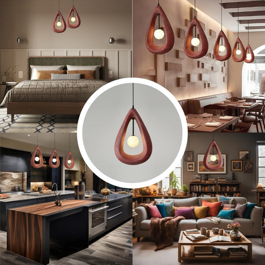 red brown wabi sabi modern teardrop hanging lamp for room