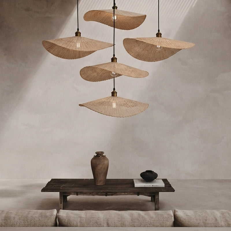 Ren Leaf Wabi Sabi Wicker Pendant Light for Living Room Table
