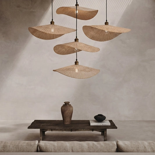 Ren Leaf Wabi Sabi Wicker Pendant Light for Living Room