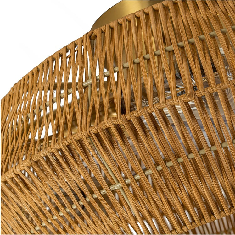 Rennnsan Boho Rattan Wicker Drum Shade
