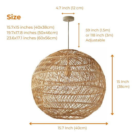 round rattan pendant light size