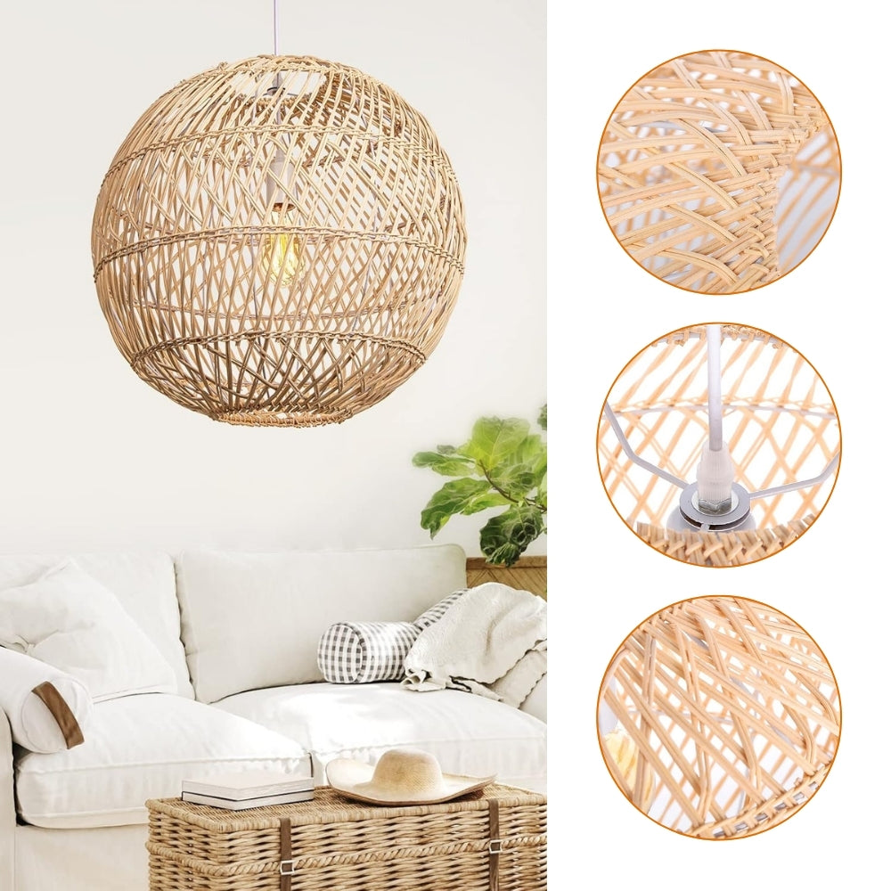 round rattan pendant light woven