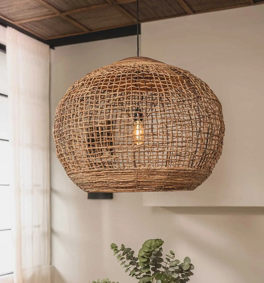 Rustic Globe Rattan Woven Pendant Light