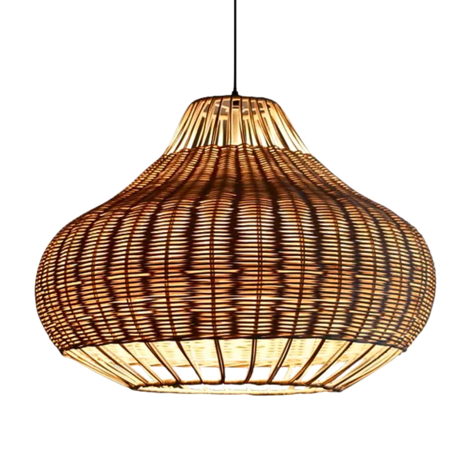Rustic Rattan Pear-Shaped Woven Pendant Light