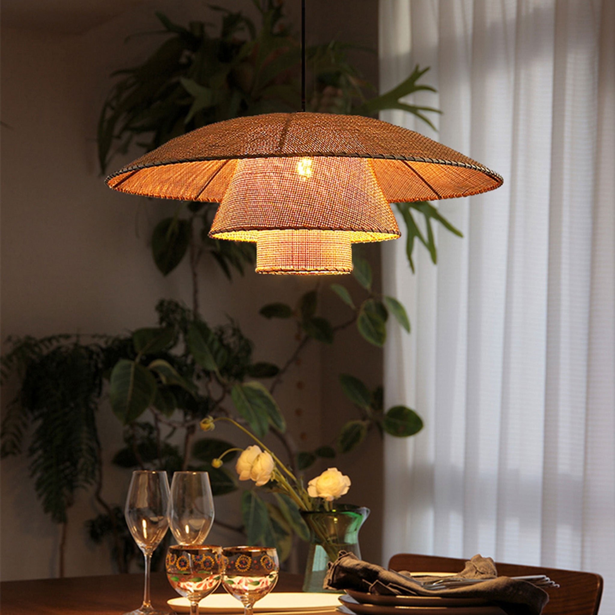 Natural Rattan Chandelier Pendant Light