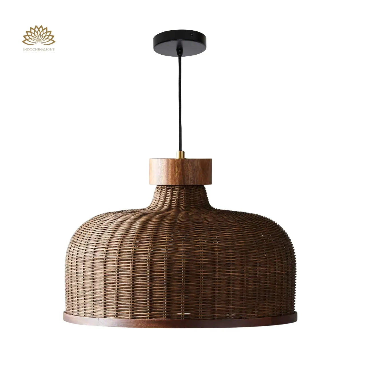 sago brown wicker hanging rattan pendant light suspended with cord