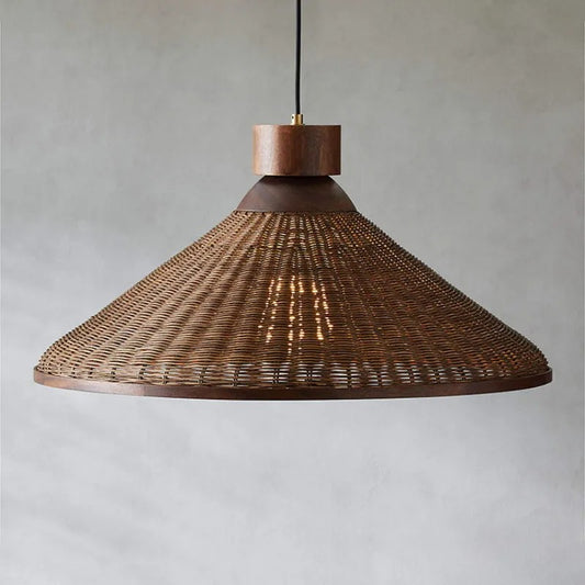 Sago Rounded Rattan Pendant Light