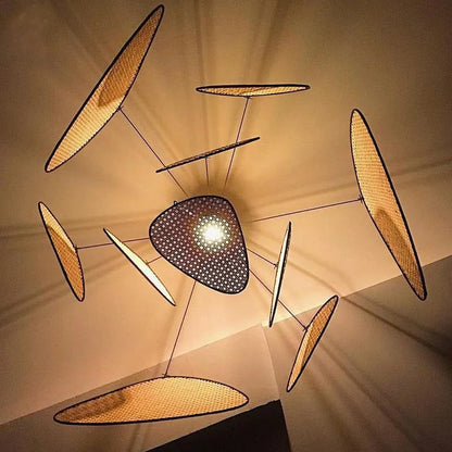 Screen Cannage Extra Large Giant Rattan Pendant Light Effect at night