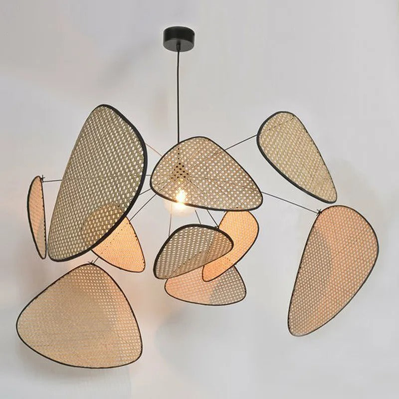 Screen Cannage Extra Large Giant Rattan Pendant Light when Turn On