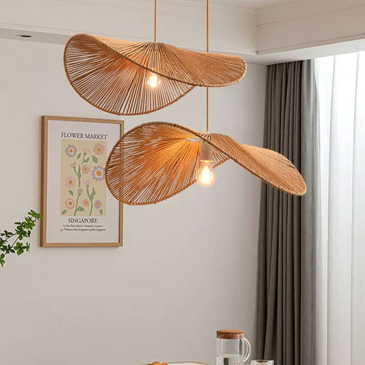 set 2 wabi sabi hemp rope pendant light