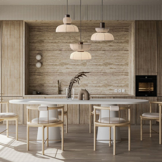 set 3 japanese wabi sabi farbic pendant light for kitchen