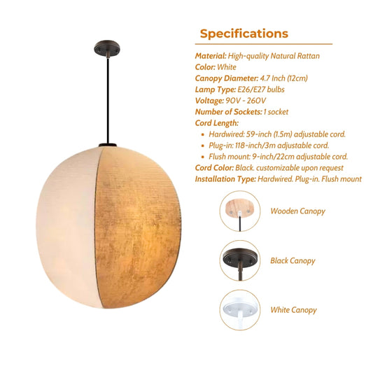 set 3 wabi sabi fabric lantern pendant light specifications