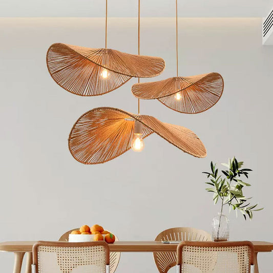 set 3 wabi sabi hemp rope pendant light