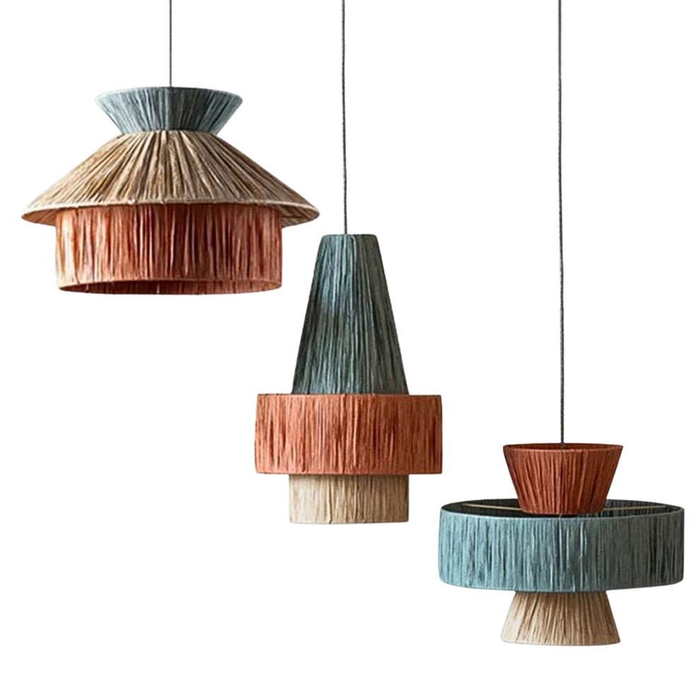 Set 3 Raffia Wabi Sabi Paper Pendant Light – IndochinaLight
