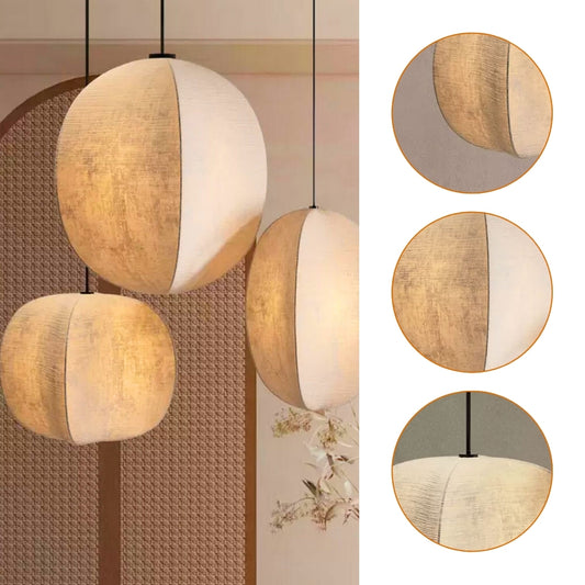 set 3 wabi sabi silk lantern pendant light