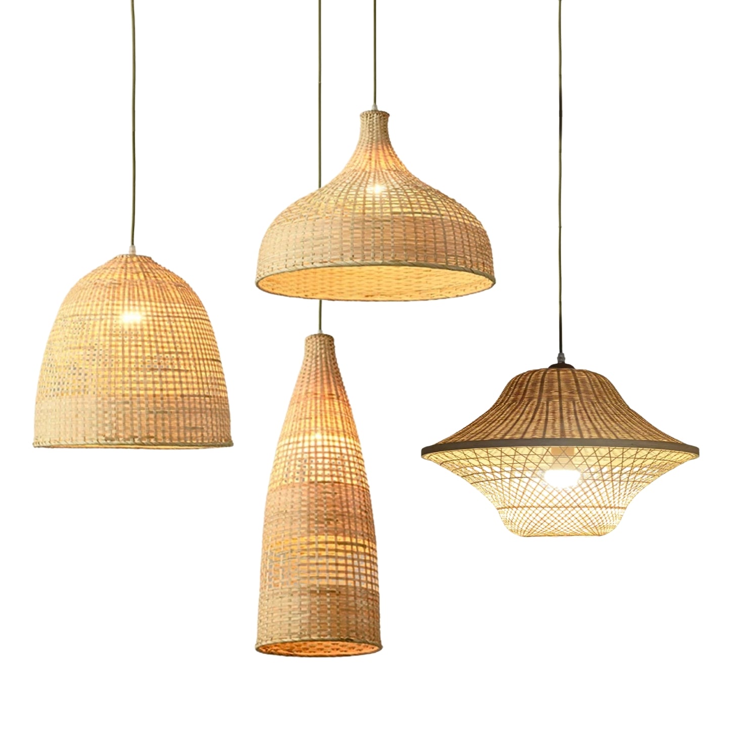 Set 4 Kirsal Modern Cluster Rattan Pendant Light