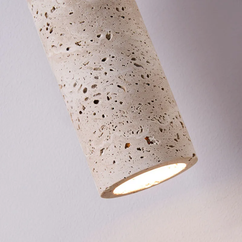 Shade of Auren Wabi Sabi Cylinder Stone and Wood Pendant Light