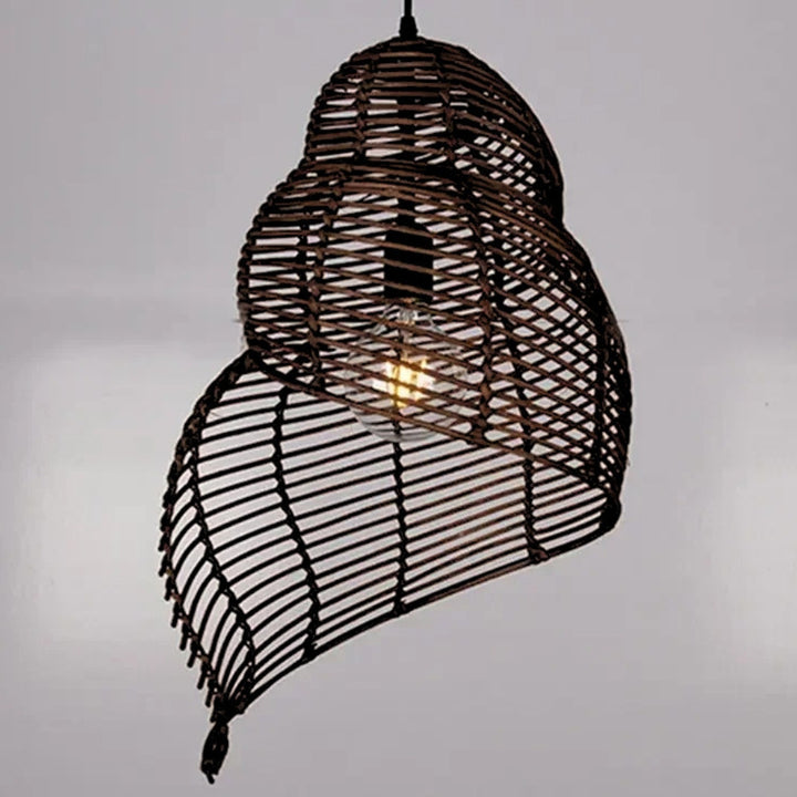 Shell Spiral Rattan Pendant Light