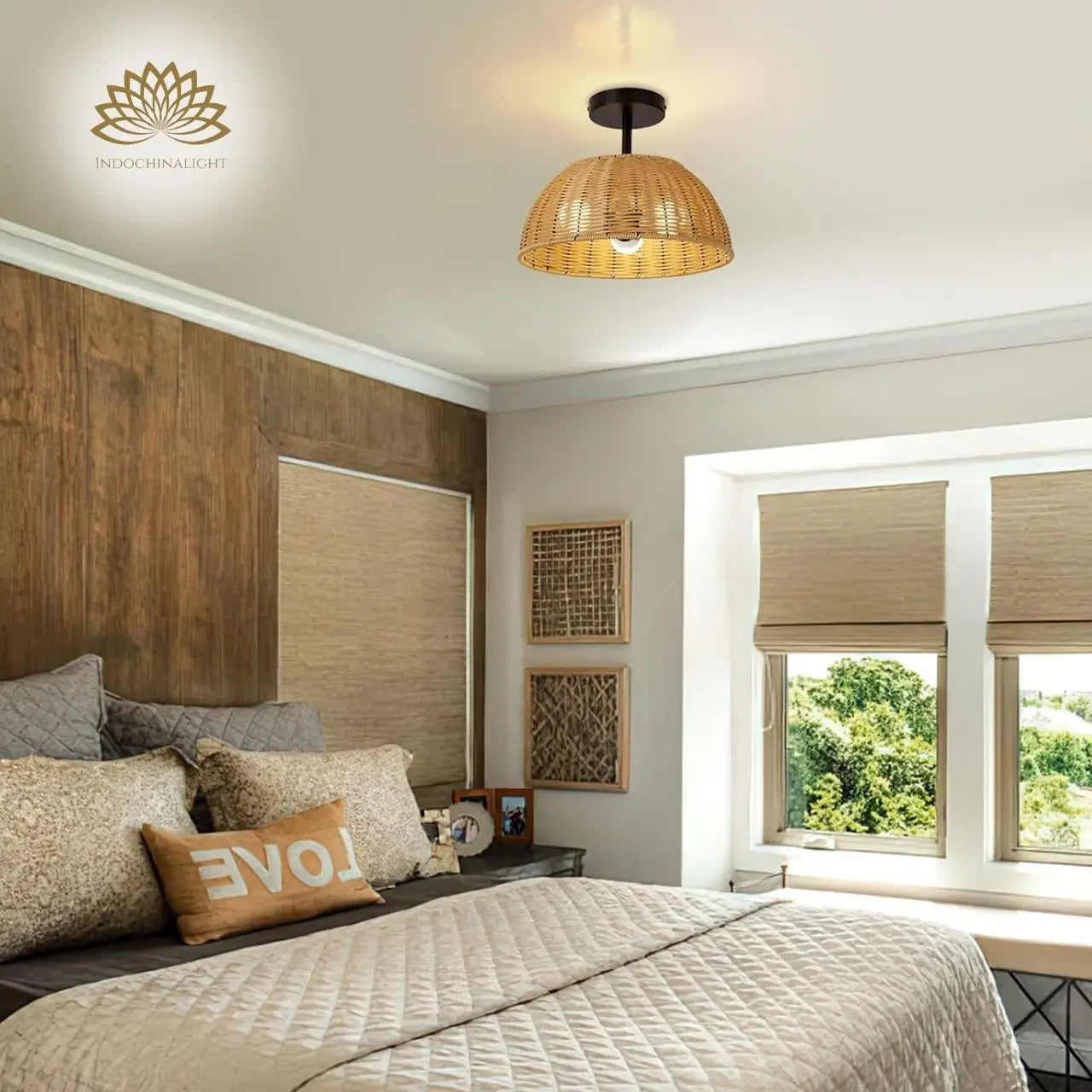 Sherley Boho Rattan Pendant Light for bedroom