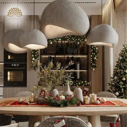 Shibui Wabi Sabi Pendant Light over Christmas Dining Table
