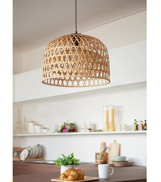 Shuangz Bamboo Woven Dome Pendant Light for Minimalist Modern Kitchen