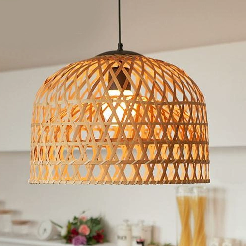 Shuangz Bamboo Woven Dome Pendant Light