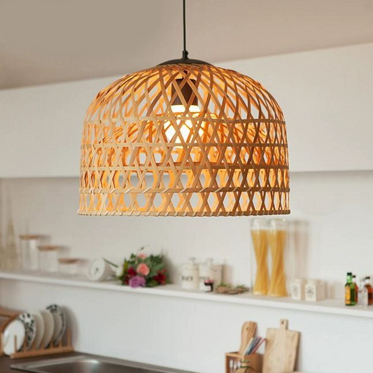Shuangz Bamboo Woven Pendant Light for Kitchen Space