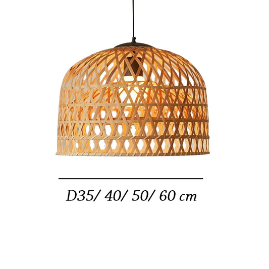 Shuangz Natural Dome Pendant Light Woven Shade in Various Sizes