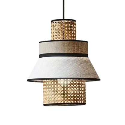Singapour Cylinder Tier Rattan Pendant Light