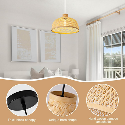 Singkawang Bamboo Dome Pendant Light Natural Fixtures