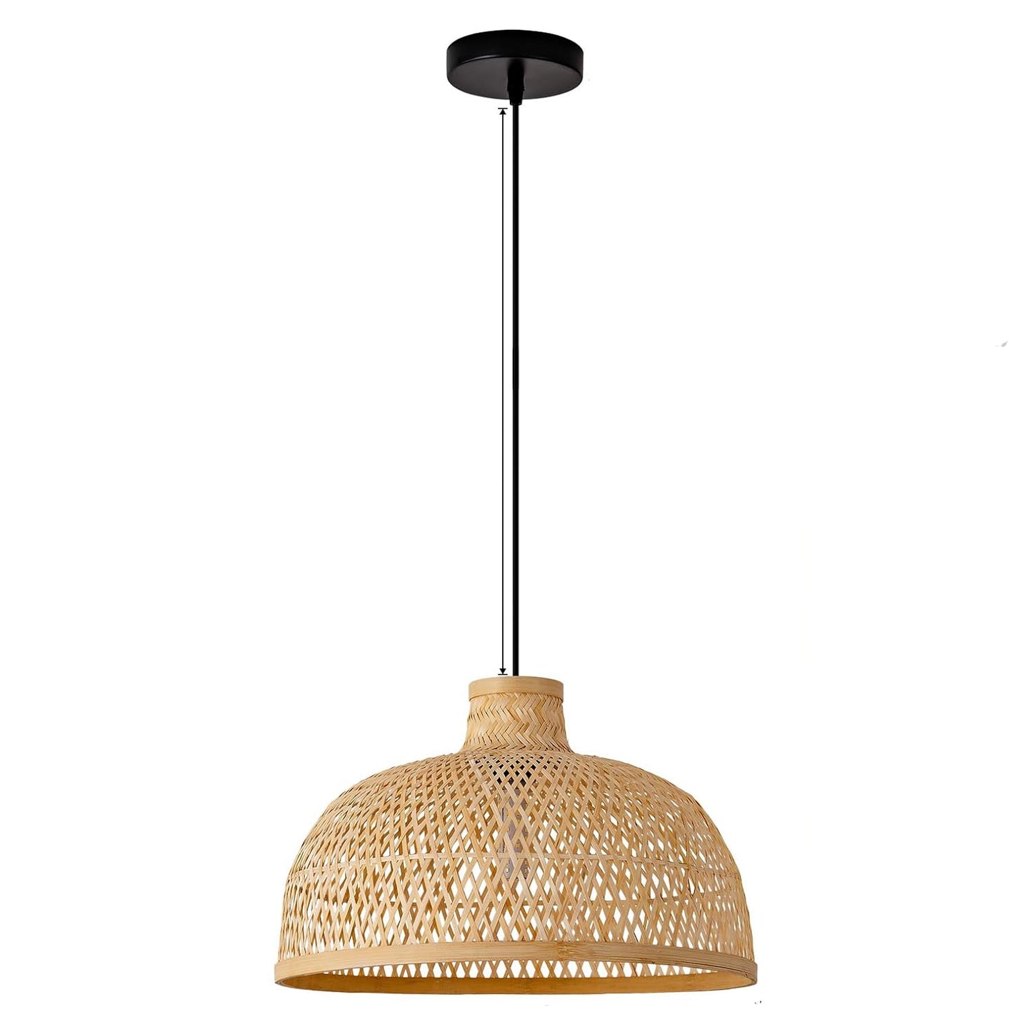 Singkawang Dome Bamboo Pendant Light Black Cord