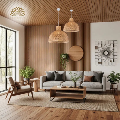 Singkawang Dome Bamboo Pendant Light for living room