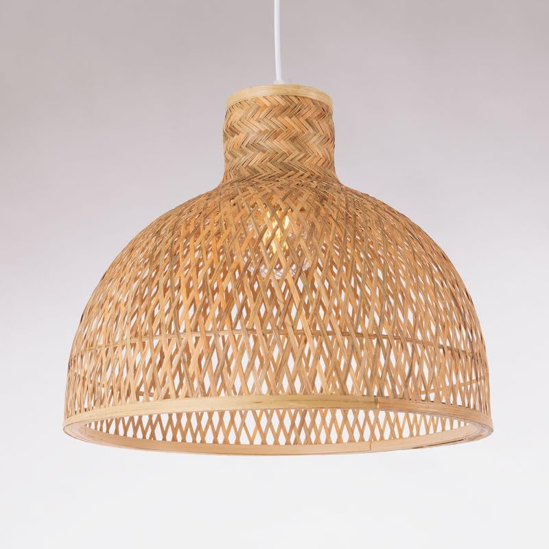 Singkawang Dome Bamboo Pendant Light Small Shade