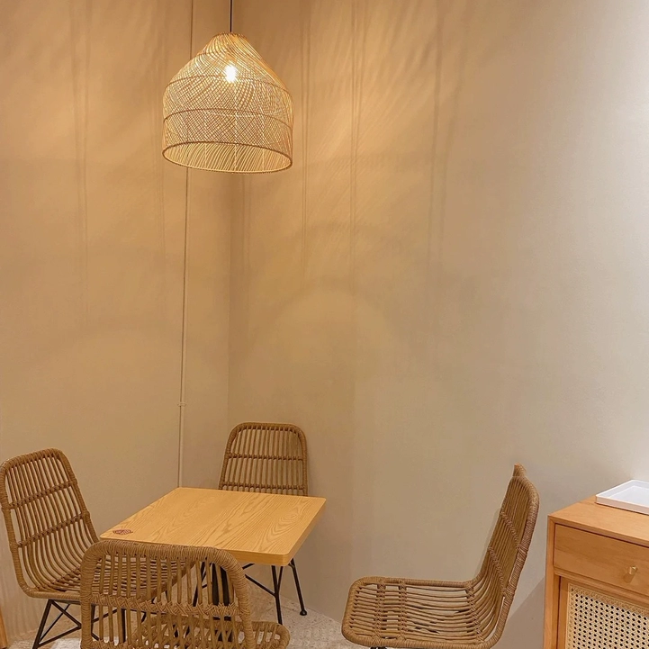 Single Cocoa Rattan Dome Woven Pendant Light for Cafe Nook