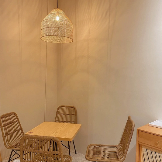 Single Cocoa Rattan Dome Woven Pendant Light for Cafe Nook