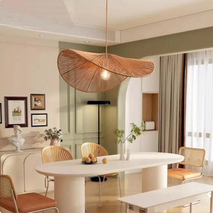 single layer wabi sabi paper rope pendant light for dining room