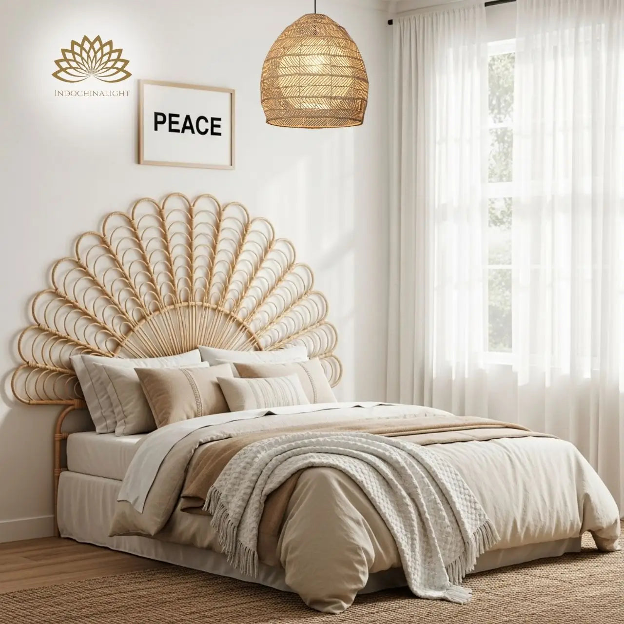 Sivaji Rattan Basket Pendant Light for bedroom