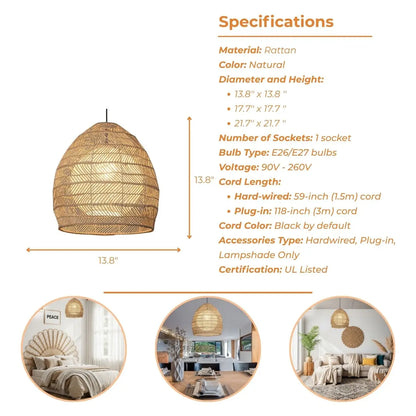 Sivaji Rattan Pendant Light's specifications