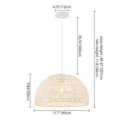 Sizes of Campana White Rattan Small Dome Basket Hang Light with Cord