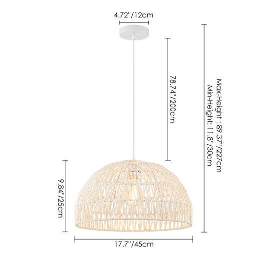 Sizes of Campana White Rattan Small Dome Basket Hang Light with Cord