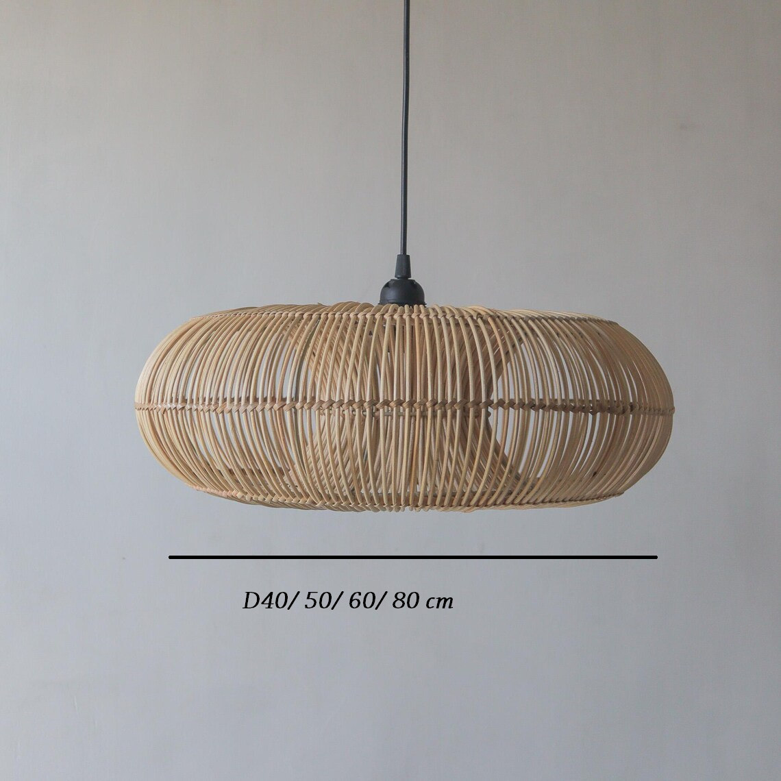 Sizes of Donut Rattan Round Pendant Light