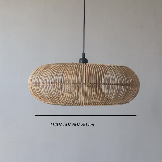 Sizes of Donut Rattan Round Pendant Light
