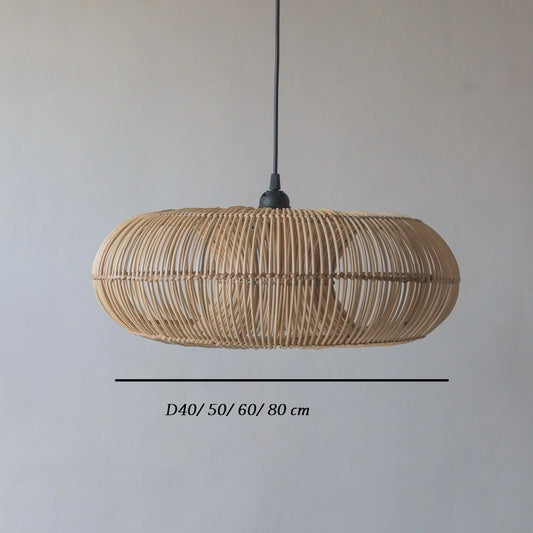 Sizes of Donut Rattan Round Pendant Light