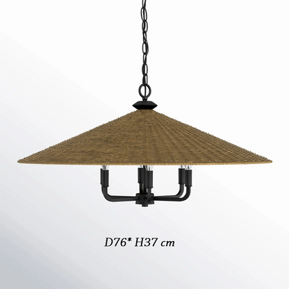 Sizes of Eman Dark Wicker Pendant Light Cone Shade