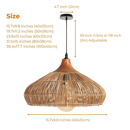 Sizes of Havenly Rattan Woven Dome Pendant Light