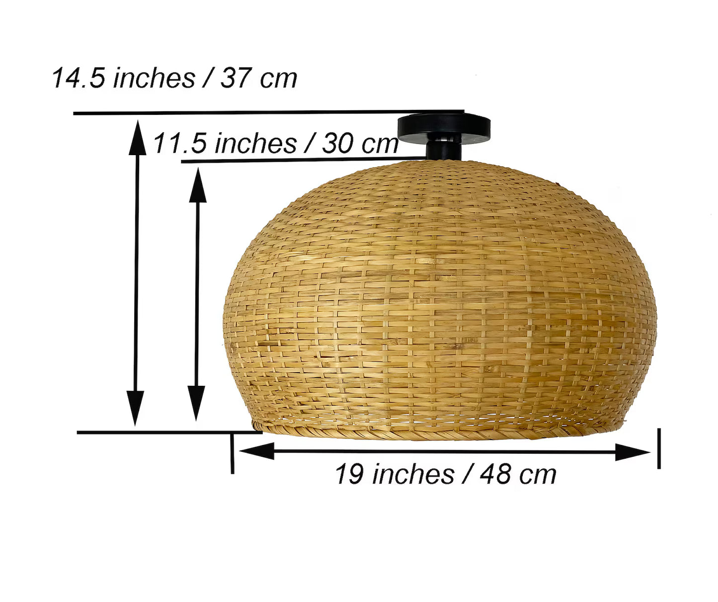 Sizes of Juanita Bamboo Dome Ceiling Light