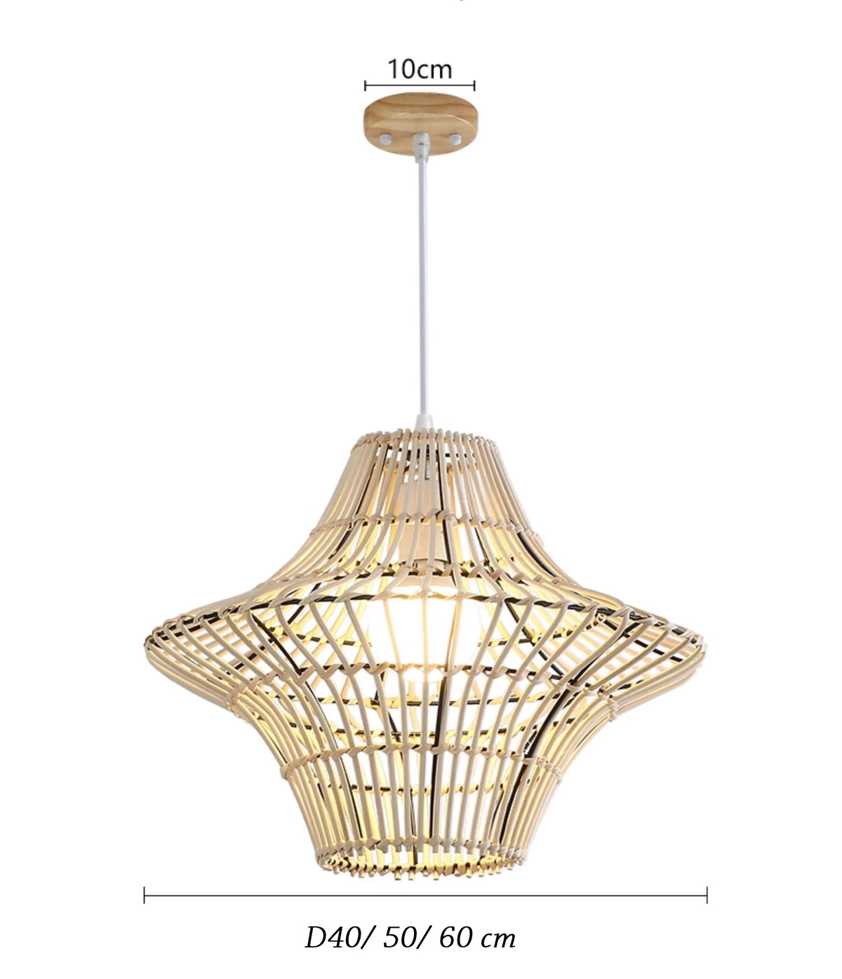 Sizes of Starweave White Rattan Light Fixture